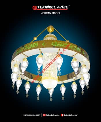 120 Cm Çap Tek Çember Geniş Kutulu Cami Avize - Teknikel Chandelier