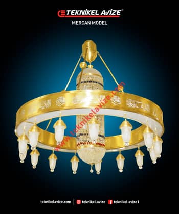 150 Cm Çap Tek Çember Geniş Kutulu Cami Avize - Teknikel Chandelier