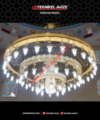 300 Cm Çap Üç Çember Geniş Kutulu Cami Avize - Teknikel Chandelier