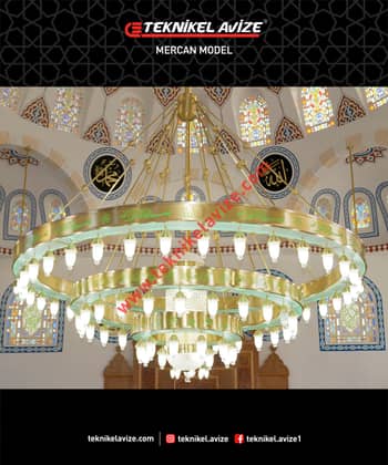 400 Cm Çap Üç Çember Geniş Kutulu Cami Avize - Teknikel Chandelier