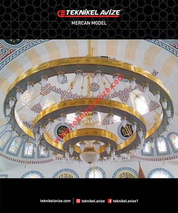 500 Cm Çap Üç Çember Geniş Kutulu Cami Avize - Teknikel Chandelier
