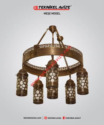 50 Cm Çap Üfleme Cam Üzeri Dekoratif Metal Kafesli Sarkıt Avize - Teknikel Chandelier
