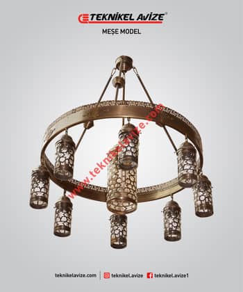80 Cm Çap Tek Çemberli Üfleme Cam Üzeri Dekoratif Metal Kafesli Sarkıt Avize - Teknikel Chandelier
