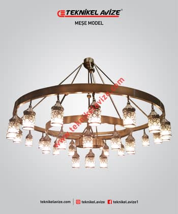 200 Cm Çap Tek Çemberli Üfleme Cam Üzeri Dekoratif Metal Kafesli Sarkıt Avize - Teknikel Chandelier