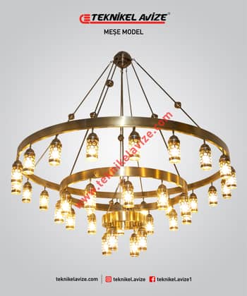 250 Cm Çap Tek Çemberli Üfleme Cam Üzeri Dekoratif Metal Kafesli Sarkıt Avize - Teknikel Chandelier