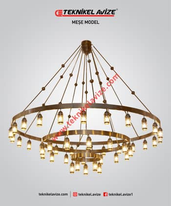300 Cm Çap Tek Çemberli Üfleme Cam Üzeri Dekoratif Metal Kafesli Sarkıt Avize - Teknikel Chandelier
