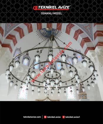 300 Cm Çap Iç Içe Katlı Üç Çember Yuvarlak Metal Borulu Imalat Sarkıt Aivze - Teknikel Chandelier