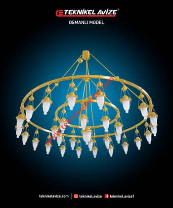200 Cm Çap Iç Içe Katlı Iki Çember Yuvarlak Metal Borulu Imalat Sarkıt Aivze - Teknikel Chandelier