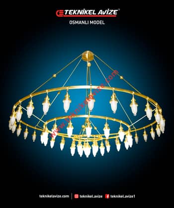 300 Cm Çap Aşağı Katlı-Kademeliüç Çember Yuvarlak Metal Borulu Imalat Sarkıt Aivze - Teknikel Chandelier