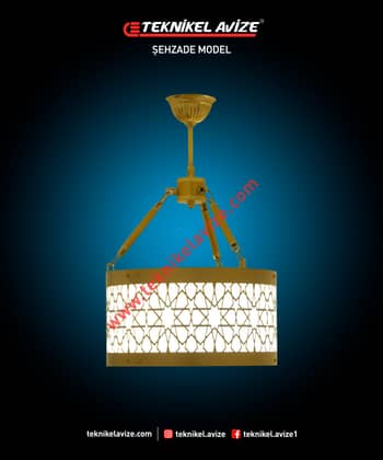 30 Cm Çap Tek Çemberli Dış Yüzeyi Dekoratif Desenli Kolsuz Tasarım Avize - Teknikel Chandelier