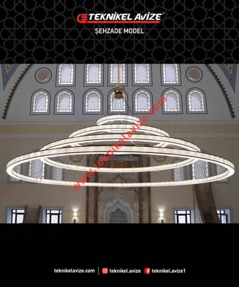 800 Cm Çap Dört Emberli Katlar Yukarı Iç-Dış Yüzeyi Dekoratif Desenli Kolsuz Tasarım Avize - Teknikel Chandelier