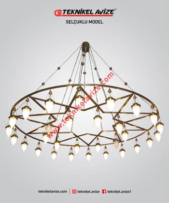 300 Cm Çap Tek Çemberli Geometrik Üretiim Özel Tasarım Sarkıt Avize - Teknikel Chandelier
