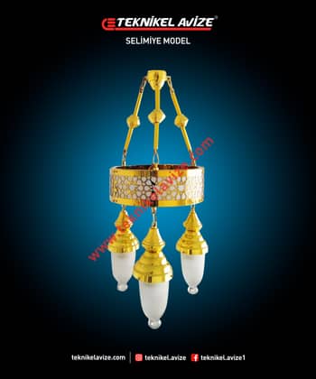 30 Cm Çap 1 Katlı Çember Dış Yüzeyi Selçuklu Dekoratifli Sarkıt Avize - Teknikel Chandelier