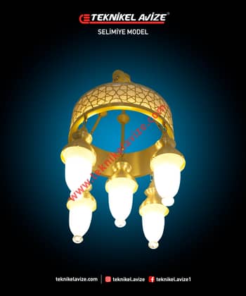 40 Cm Çap 1 Katlı Çember Dış Yüzeyi Selçuklu Dekoratifli Sarkıt Avize - Teknikel Chandelier