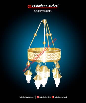 50 Cm Çap 1 Katlı Çember Dış Yüzeyi Selçuklu Dekoratifli Sarkıt Avize - Teknikel Chandelier