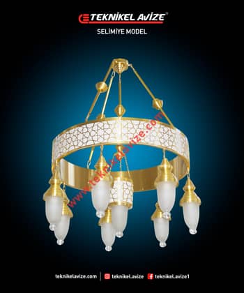 70 Cm Çap 1 Katlı Çember Dış Yüzeyi Selçuklu Dekoratifli Sarkıt Avize - Teknikel Chandelier