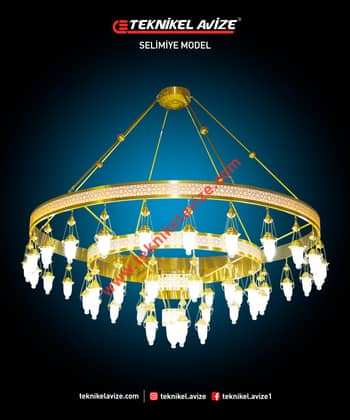 250 Cm Çap 3 Katlı Çember Dış Yüzeyi Selçuklu Dekoratifli Sarkıt Avize - Teknikel Chandelier