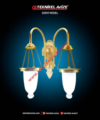 Çift Kollu Duvar Aplik Avize - Teknikel Chandelier