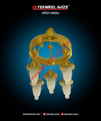 40 Cm Çap Çember Dışı Dekoratif Rozetli 1 Çemberli Sarkıt Avize - Teknikel Chandelier