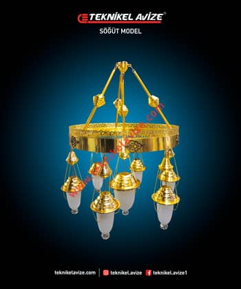 50 Cm Çap Çember Dışı Dekoratif Rozetli 1 Çemberli Sarkıt Avize - Teknikel Chandelier
