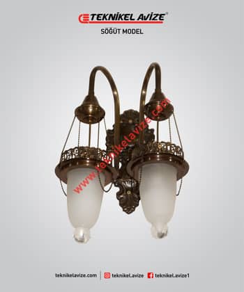Çift Kollu Çember Dışı Dekoratif Rozetli Duvar Aplik Avize - Teknikel Chandelier