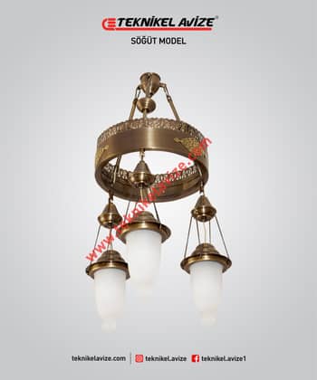 30 Cm Çap Çember Dışı Dekoratif Rozetli 1 Çemberli Sarkıt Avize - Teknikel Chandelier