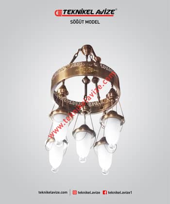 40 Cm Çap Çember Dışı Dekoratif Rozetli 1 Çemberli Sarkıt Avize - Teknikel Chandelier