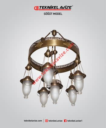 50 Cm Çap Çember Dışı Dekoratif Rozetli 1 Çemberli Sarkıt Avize - Teknikel Chandelier