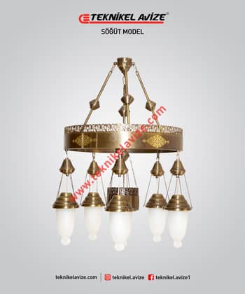 60 Cm Çap Çember Dışı Dekoratif Rozetli 1 Çemberli Sarkıt Avize - Teknikel Chandelier