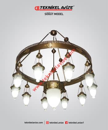 100 Cm Çap Çember Dışı Dekoratif Rozetli 1 Çemberli Sarkıt Avize - Teknikel Chandelier
