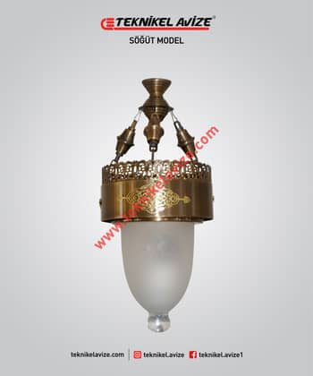 20 Cm Çap Çember Dışı Dekoratif Rozetli Tekli Sarkıt Avize - Teknikel Chandelier