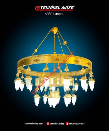 150 Cm Çap Çember Dışı Dekoratif Rozetli 2 Çemberli Sarkıt Avize - Teknikel Chandelier