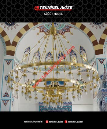 350 Cm Çap Çember Dışı Dekoratif Rozetli 3 Çemberli Sarkıt Avize - Teknikel Chandelier