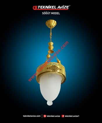 25 Cm Çap Çember Dışı Dekoratif Rozetli Tekli Sarkıt Avize - Teknikel Chandelier