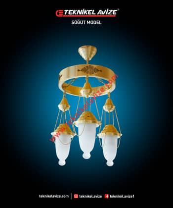 30 Cm Çap Çember Dışı Dekoratif Rozetli 1 Çemberli Tavan Avize - Teknikel Chandelier