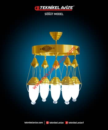 40 Cm Çap Çember Dışı Dekoratif Rozetli 1 Çemberli Tavan Avize - Teknikel Chandelier
