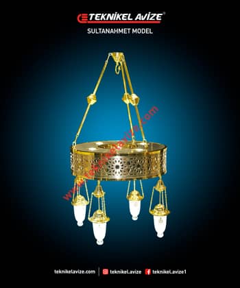 60 Cm Çap Tek Çemberli Geometrik Form Çember ; Iç-Dış-Alt Yüzeyi Selçuklu Dekoratif Geniş Kasalı Kollu Sarkıt Avize - Teknikel Chandelier