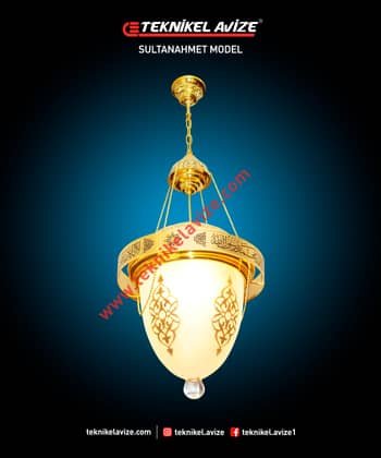 30 Cm Çap Tek Çemberli Geometrik Form Çember ; Iç-Dış-Alt Yüzeyi Selçuklu Dekoratif Tekli Sarkıt Avize - Teknikel Chandelier