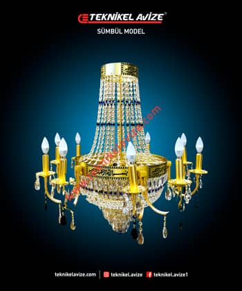 95 Cm Çap 1 Çemberli Mum Duylu Cami Avize - Teknikel Chandelier