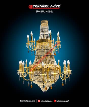 115 Cm Çap 2 Çemberli Mum Duylu Cami Avize - Teknikel Chandelier