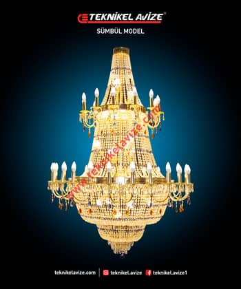 135 Cm Çap 2 Çemberli Mum Duylu Cami Avize - Teknikel Chandelier