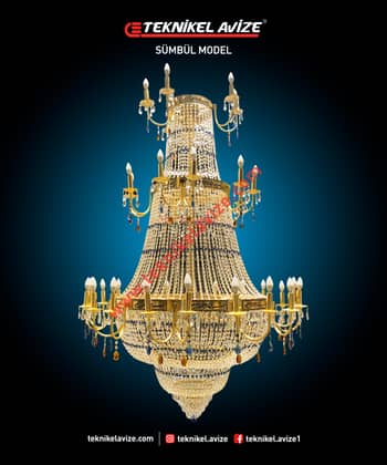150 Cm Çap 3 Çemberli Mum Duylu Cami Avize - Teknikel Chandelier