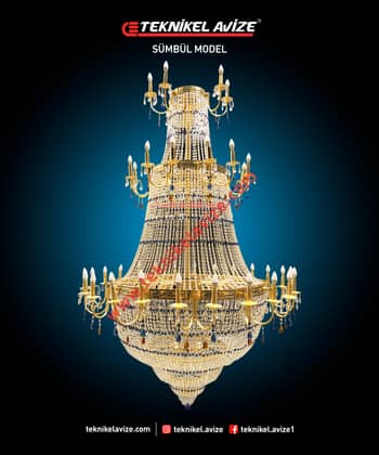 175 Cm Çap 3 Çemberli Mum Duylu Cami Avize - Teknikel Chandelier