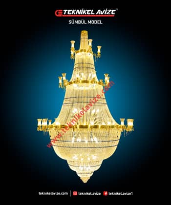 200 Cm Çap 3 Katlı Kollu Ayetli Cami Avize - Teknikel Chandelier