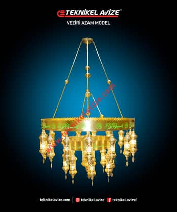150 Cm Çap 2 Katlı Üfleme Camlı Dekoratif Cam Kafesl Sarkıt Kollu Avize - Teknikel Chandelier