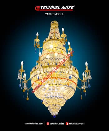 115 Cm Çap 2 Katlı Mum Duylu Havuz Kollu Sarkıt Avize - Teknikel Chandelier
