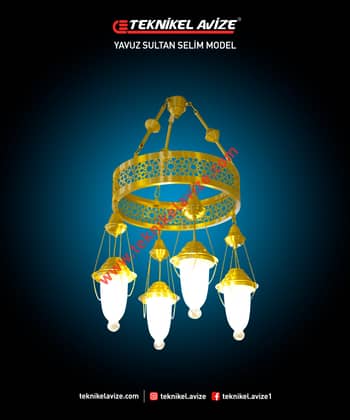 40 Cm Çap Tek Çemberli Kollu Fluu Selçuklu Form Dekoratif Sarkıt Avize - Teknikel Chandelier