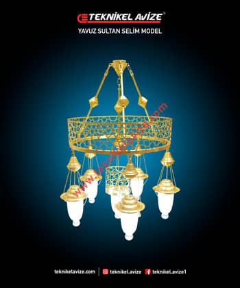 50 Cm Çap Tek Çemberli Kollu Fluu Selçuklu Form Dekoratif Sarkıt Avize - Teknikel Chandelier