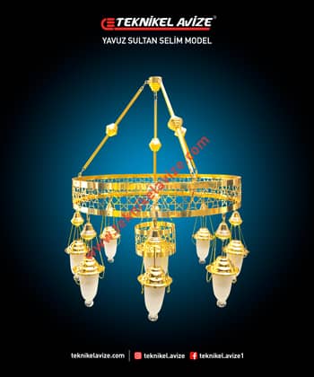 80 Cm Çap Tek Çemberli Kollu Fluu Selçuklu Form Dekoratif Sarkıt Avize - Teknikel Chandelier
