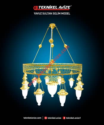 100 Cm Çap Tek Çemberli Kollu Fluu Selçuklu Form Dekoratif Sarkıt Avize - Teknikel Chandelier